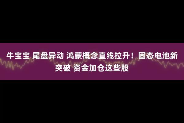 牛宝宝 尾盘异动 鸿蒙概念直线拉升！固态电池新突破 资金加仓这些股